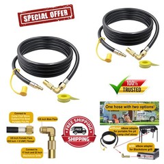 12FT Propane Quick Connect Hose for RV to Grill – Solid Brass Elbow Adapter