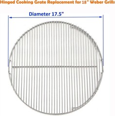 Upgraded 18″ Stainless Steel Hinged Grill Grate for Weber – 2-Zone Cooking