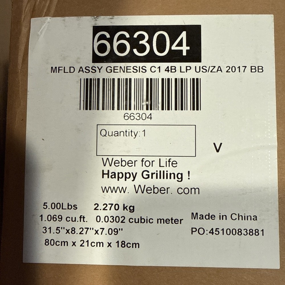 Weber grill bbq Genesis 410 Manifold Lp Oem New
