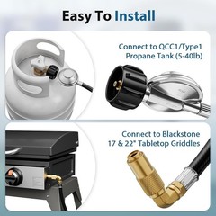 Flexible 6ft Propane Adapter Hose with Elbow – Connects Easily to 5-20 LB Tank