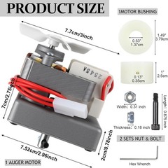 2.0 RPM Auger Motor Replacement Parts with Bushing and 2 Sets Shaft Nut & Bolt