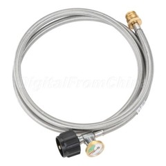 6FT Grill Propane Hose Adapter w/ Propane Tank Gauge 1-20lb Converter QCC1/Type1