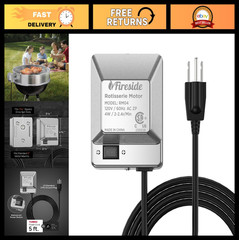 Heavy Duty Stainless Steel Grill Rotisserie Motor, 4W Waterproof Switch, 40 lbs