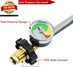 6FT Upgraded Braided Universal POL 1/4 Inch NPT & Inverted Male Flare Propane Ta