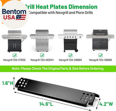 14.6″ L Grill Heat Plates 4 Pack, Porcelain Steel Gas BBQ Grill Burner Covers, H