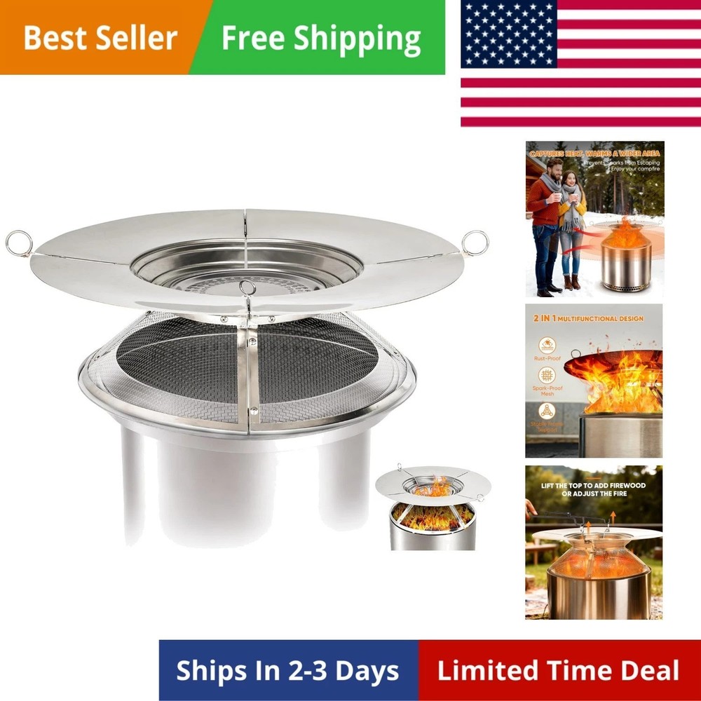 Heat Deflector with Mesh Spark Screen for Solo Stove Bonfire 19.5″, Durable 3…