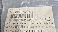 Monessen Gas Fireplace Signature Command Series AC Adaptor 6VDC 1.5A: SRV80D0041