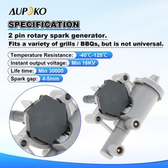 Aupoko 2 Pin Rotary Piezo Igniter & Knob, Replacement for Select Ducane Black