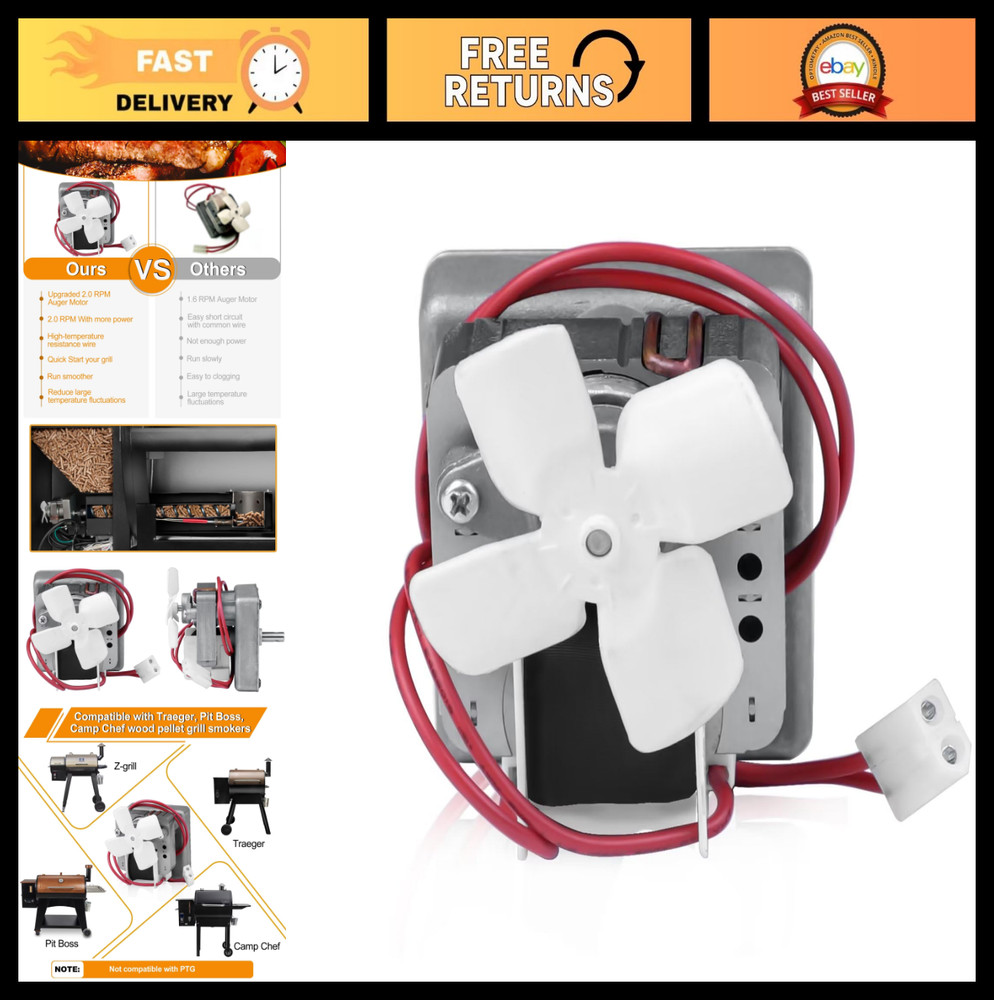 2.0RPM Auger Motor Replacement for Wood Pellet Grills, Universal AC120V 60Hz Gea