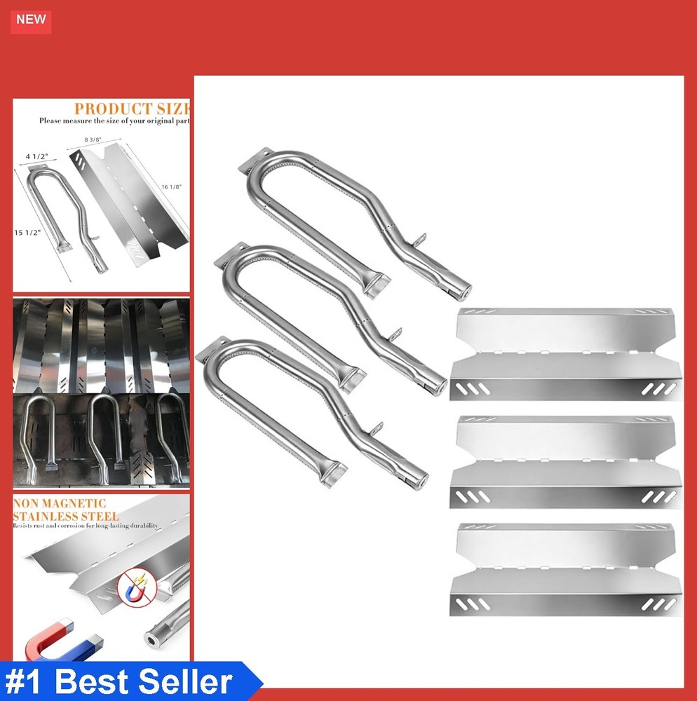 Grill Repair Kit 3 Burner Stainless Steel Heat Tents Pipe Tube Shield Set