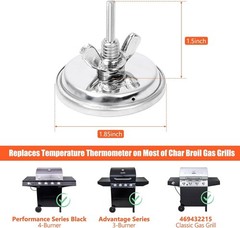 1.85″ Lid Temperature Gauge for Most of Char Broil Gas Grills, Grill Thermometer