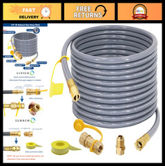 48ft 1/2″ ID Natural Gas Hose with Quick Connect Fitting for Grill, Pizza Oven,