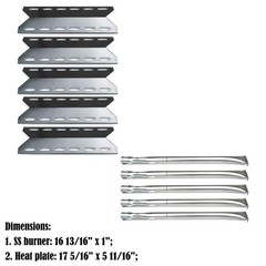 5 Stainless Steel Burner + Porcelain Steel Heat Plate for Charmglow 720-0234,Nex
