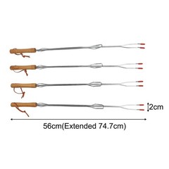 Set of 4 Extendable BBQ Grill Forks Stainless Steel for Outdoor Roasting