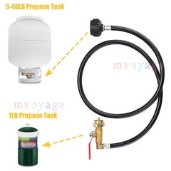 48 Inch Propane Refill Adapter Extension Hose with ON/Off Control Valve for 1 LB