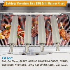4-Set Heavy Duty Cast Stainless Steel Grill Burners for Bull, Grill Replacement