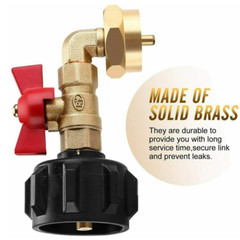 90 Degrees QCC1 Propane Refill Pressure Elbow Adapter & ON-Off Control Valve 1LB