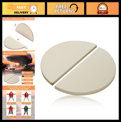 15″ Half-Moon Ceramic Heat Deflector Plates for Kamado Grill BBQ Accessories, 2-