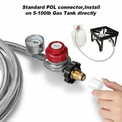 12ft High Pressure Adjustable Propane Gas Regulator with Braided Hose Indicator