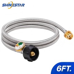 SHINESTAR 6FT Braided Propane Hose Adapter with Gauge 1lb to 5-20lb Tank
