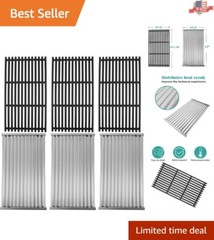 3-Pack Cast Iron & Stainless Steel Grates/Emerger Plates for Charbroil 4 Burners