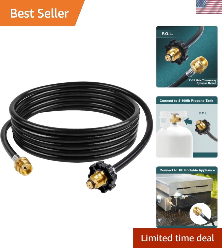 Durable 18ft Propane Hose Adapter – Connect 5-100lb Tanks to Portable Appliances