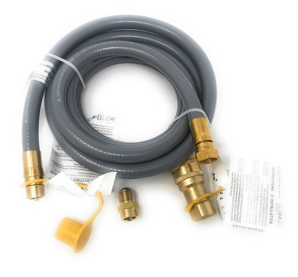 1/2″ QDD+NG Gas Hose 12′ Long Quick Disconnect Low Pressure Natural and Propane
