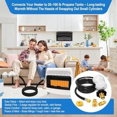 12FT Propane Hose with 2-Stage Regulator, POL Fitting, 3/8in Connections for RVs