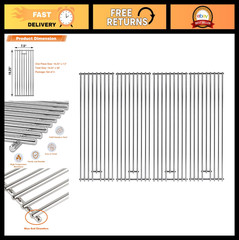 19.25″ Stainless Steel BBQ Grill Grates Replacement – 4 Pack for Bull Angus, Bra
