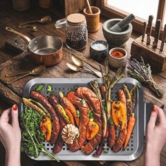 Stainless Steel BBQ Grill Basket with Holes for Meat Fish and Vegetables