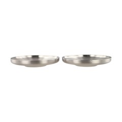 Round Heat Resistant Barbecue Plates 2 Pieces Stainless Steel Steak Serving Set