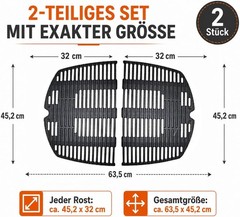 Cast Iron Grill Grate for Weber Q3200 Uniflasy 7646 7584 2 Pack