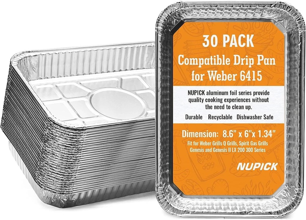 30 Pack Grill Drip Pans Compatible for Weber, 6415 Grill Accessories for Weber S
