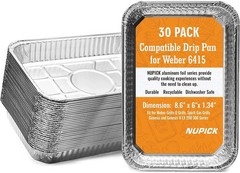 30 Pack Grill Drip Pans Compatible for Weber, 6415 Grill Accessories for Weber S