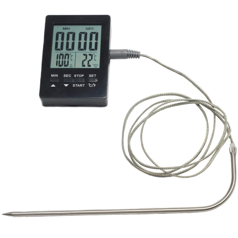 Chef Craft Select Digital Thermometer and 7 inch Probe 3 Timer, Black