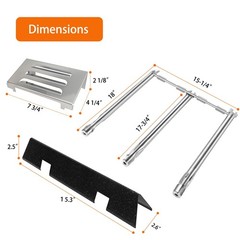 Grill Parts 15.3″ Heat Plate 18″ Burner for Weber Spirit II GS4 300 Series