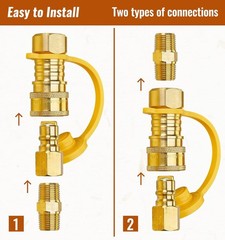 3/8 Inch Solid Brass Natural Gas Propane Quick Connect Fittings LP Gas Hose