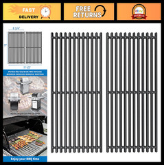 17×8.75 Cast Iron Cooking Grate Replacement for 2-Burner Grills, Fits CharBroil