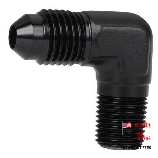 4AN Male Flare to 1/8 NPT Pipe Male 90 4AN to 1/8 NPT Black, 90 Degree – 1PC