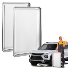 2Pcs Stainless Steel Oil Drain Drip Pan for Under Car, 35.4 x 24 x 1.9” Metal
