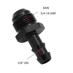 8AN Male Flare to 3/8″ (9.5mm) Barb Straight Push Hose 8AN to 3/8 Barb Black