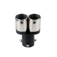Sakali Universal Double Outlet Exhaust Tip Fit Pipe Straight Black+Silver