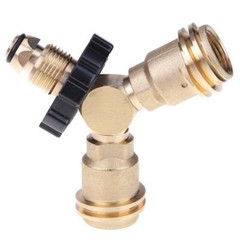 Propane Cylinder Tee Adapter Y-splitter Connector QCC 1-Male and 2-Female