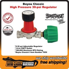 Bayou Classic 30-psi Replacement Adjustable Regulator for LPG Propane Appliances