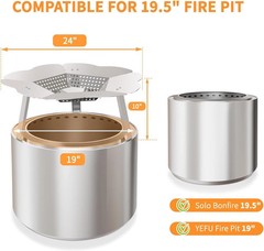 Heat Deflector for Solo Stove Bonfire 19.5’’ – Upgraded 304 Stainless Steel Port