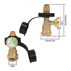 2PCS Propane Tank Adapter with Gauge Converts POL LP Tank Service Valve QCC/Type