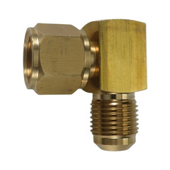 Gas Fired Heater Elbow 3/8 Female Inverted Flare x Male Flare 90 Degree Brass
