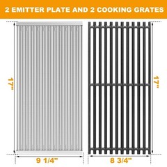 Grill Replacement Parts for 2-Burner Gas Grills – Cast Iron Grates, Stainless St