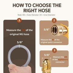3/8-Inch Natural Gas Hose with Quick Connect Fittings, Propane to Natura