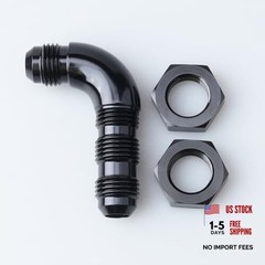 90 Degree -6 AN One Piece Full Flow Male Flare Bulkhead Fuel Fitting 6AN Black
